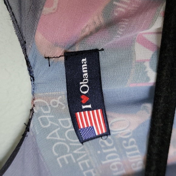 I heart Obama novelty NWT fringe kimono Large - XXL - Picture 2 of 7